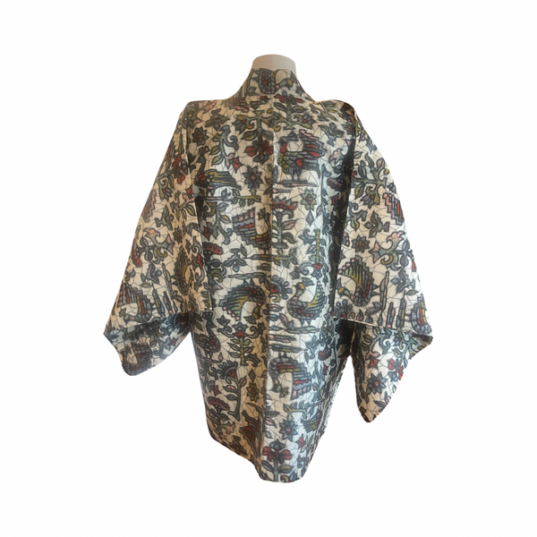 Japanese vintage Meisen silk haori - Peacock