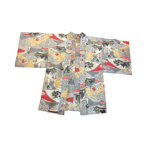 Japanese vintage Meisen silk haori country scene