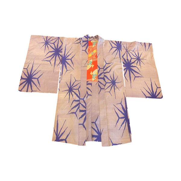Japanese vintage Meisen silk haori blue abstract