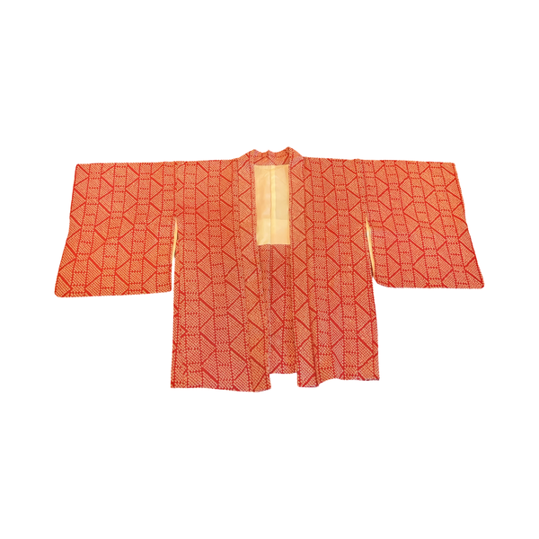 Japanese vintage shibori silk haori - red vertical