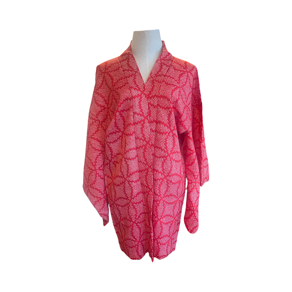 Japanese vintage shibori silk haori - good fortune