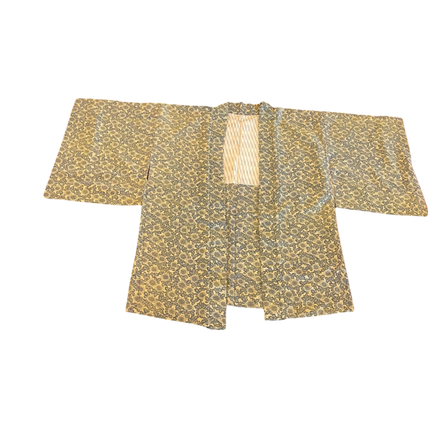 Japanese vintage silk haori /jacket- repetitive floral kasuri