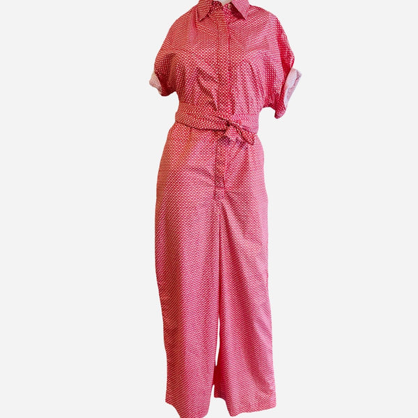 JS02 cotton jumpsuit red +white