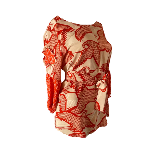 Heart on Sleeve Japanese Silk Top