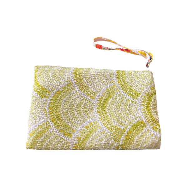 Wristlet Pouch lime green shibori