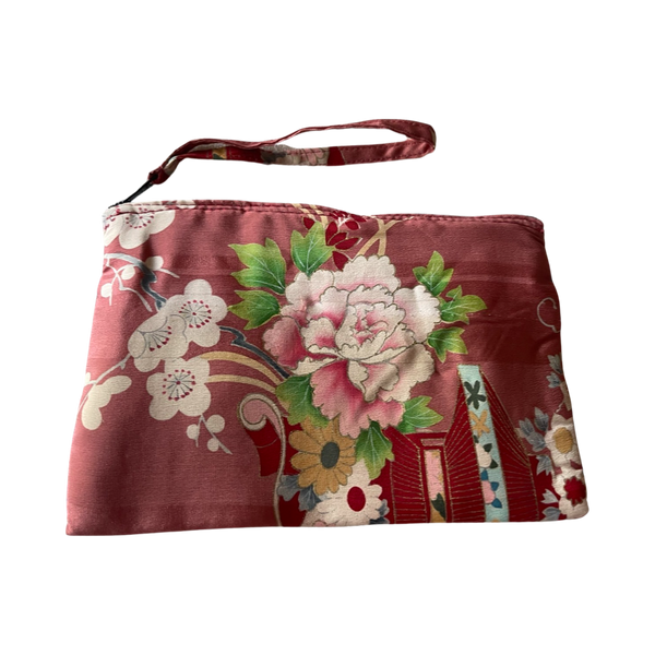 Wristlet Pouch dusty pink floral