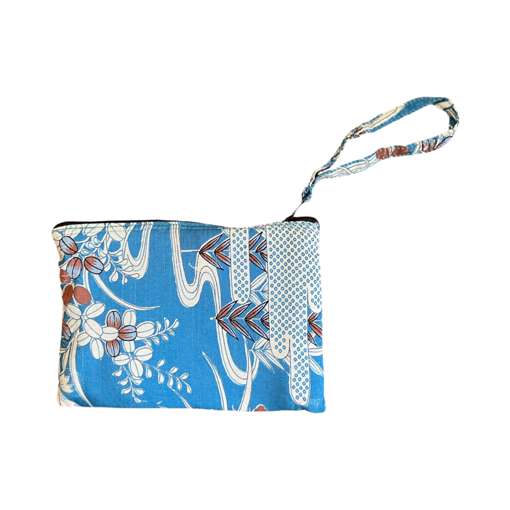 Wristlet Pouch bright blue floral+water