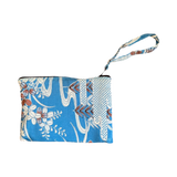 Wristlet Pouch bright blue floral+water