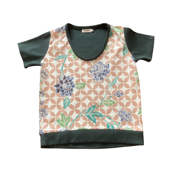 Batik tee top T 760 blue/beige floral