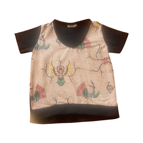 Batik tee top T 760 Stylised bird motif