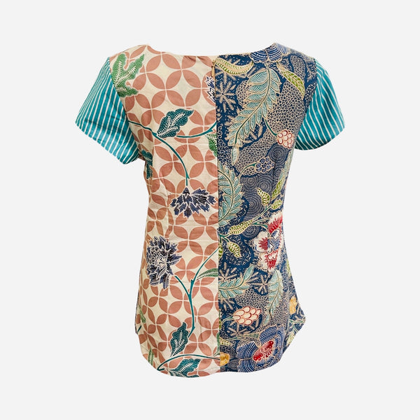 T822 hand print batik top Floral
