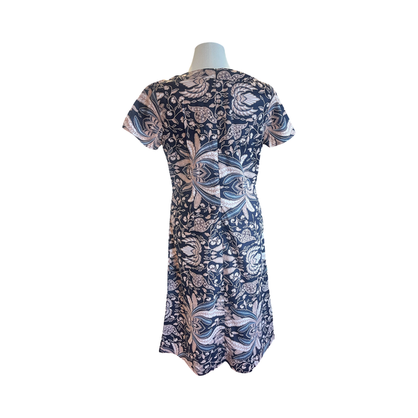 D237 Hand print batik cotton dress pineapples in the garden