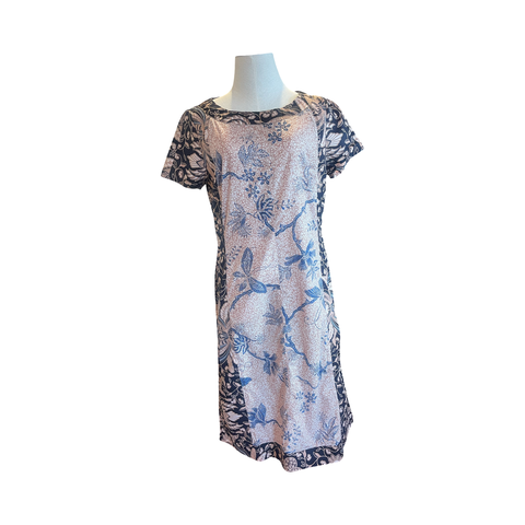 D237 Hand print batik cotton dress pineapples in the garden