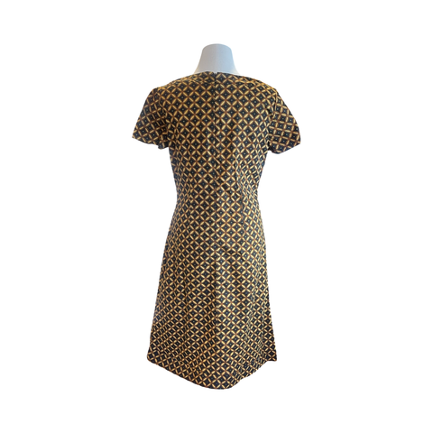 D237 Hand print batik cotton dress caramel hues