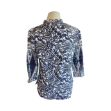 T815 hand printed batik shirt indigo + white