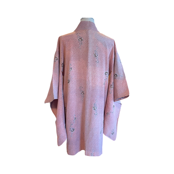 Japanese vintage silk haori /jacket- floral + 'polka dot'
