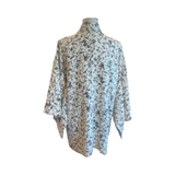 Japanese vintage silk haori /jacket-abstract of black, grey+ red with an accent of hand painted gold