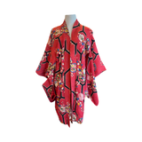 Japanese vintage silk  haori /jacket- dark pink floral