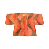 Japanese vintage Meisen silk haori -black + red graphic