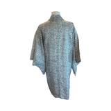 Japanese vintage Meisen  silk haori grey damask with repetitive black floral