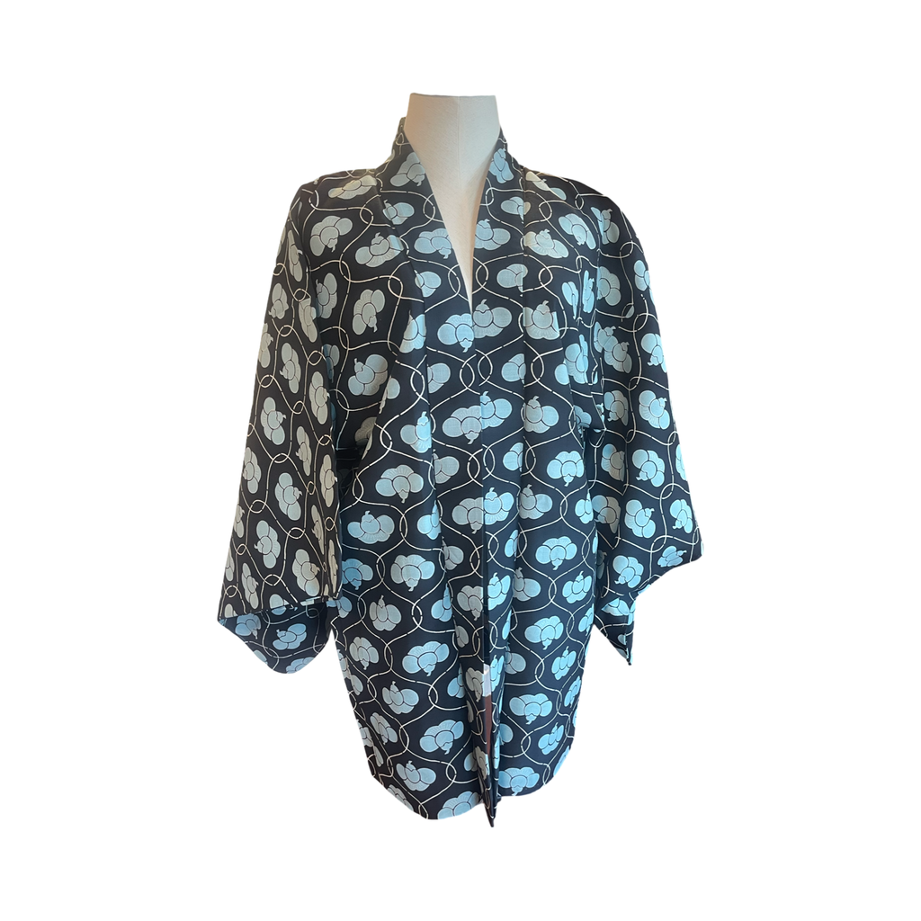 Japanese vintage silk haori /jacket- blue ume