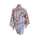 Japanese vintage silk haori /jacket-pink + blue paisley + floral