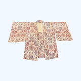 Japanese vintage silk haori /jacket-pink + blue paisley + floral