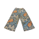 PS01 Pull on batik cotton trousers -geo paisley blue + brown