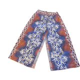 PS01 Pull on hand print batik trousers clouds + water