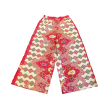 PS01 Pull on  cotton batik trousers red peacock + leaf