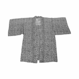 Japanese vintage Meisen  silk haori grey damask with repetitive black floral