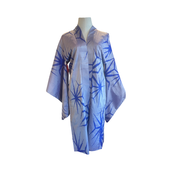 Japanese vintage Meisen  silk haori  blue abstract