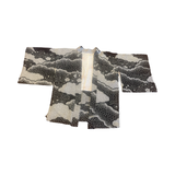 Japanese vintage shibori silk haori- black + white