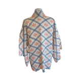 Japanese vintage  silk shibori haori - diamond navy + orange