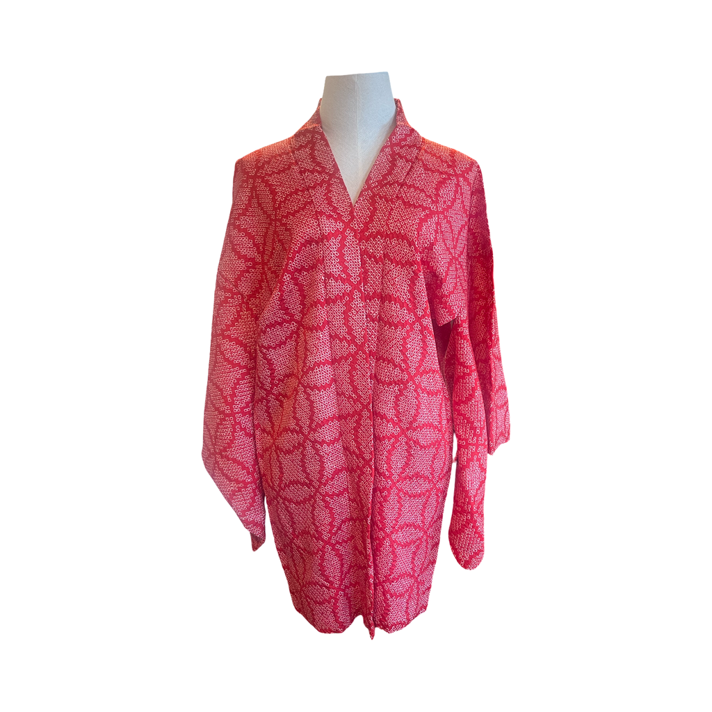 Japanese vintage shibori silk haori  - good fortune