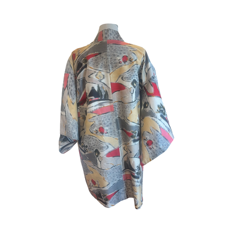 Japanese vintage Meisen silk haori country scene