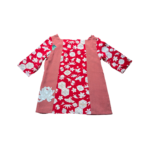 Panelled vintage kimono silk top T821 XS
