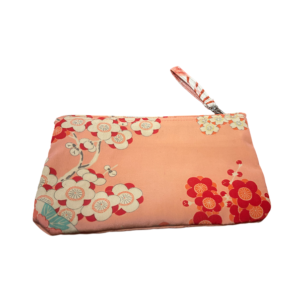 Vintage Japanese silk rectangular zipper purse