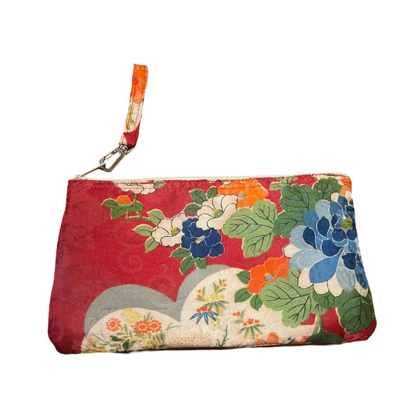 Vintage Japanese silk rectangular zipper purse