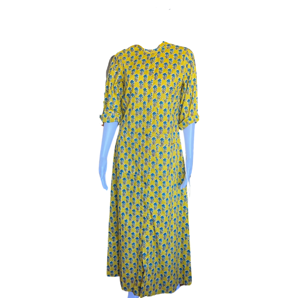 D 295 B Collarless long shirtmaker yellow + green