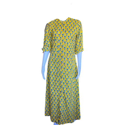 D 295 B Collarless long shirtmaker yellow + green