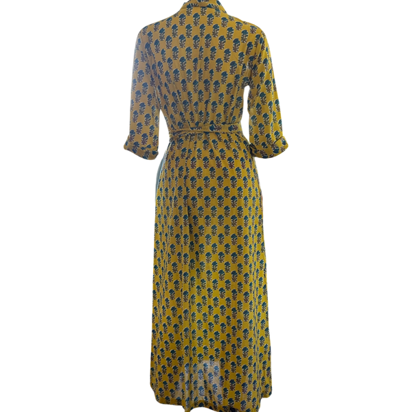 D 295 B Collarless long shirtmaker yellow + green