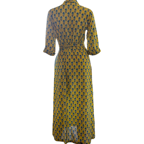 D 295 B Collarless long shirtmaker yellow + green