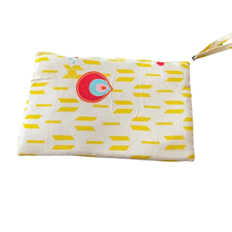 Wristlet Pouch yellow with a splash of red