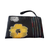 Wristlet Pouch large floral  black background