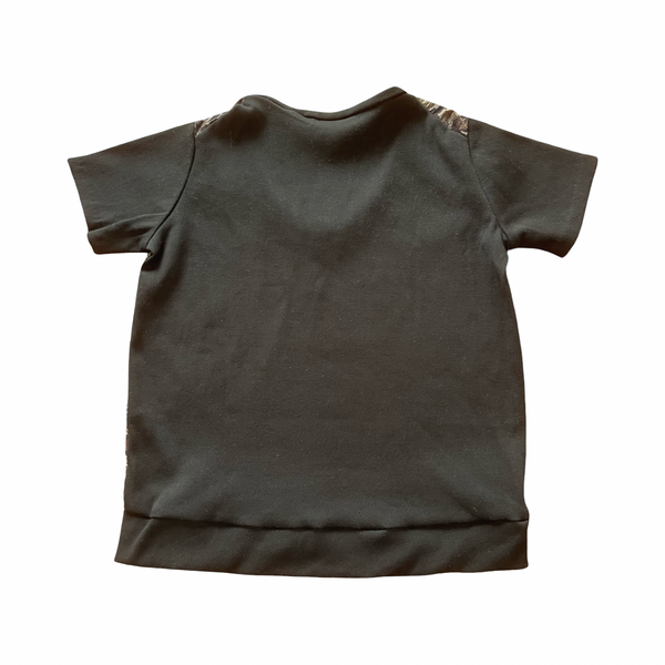 Batik tee top T 760 black+brown leaf