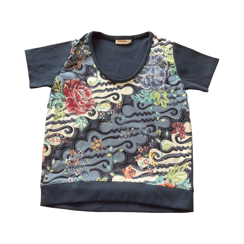 Batik tee top T 760 shades of grey +blue