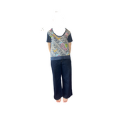 Batik tee top T 760 muti coloured  organic motifs