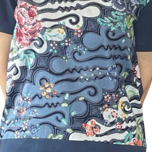 Batik tee top T 760 shades of grey +blue