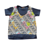 Batik tee top T 760 muti coloured  organic motifs